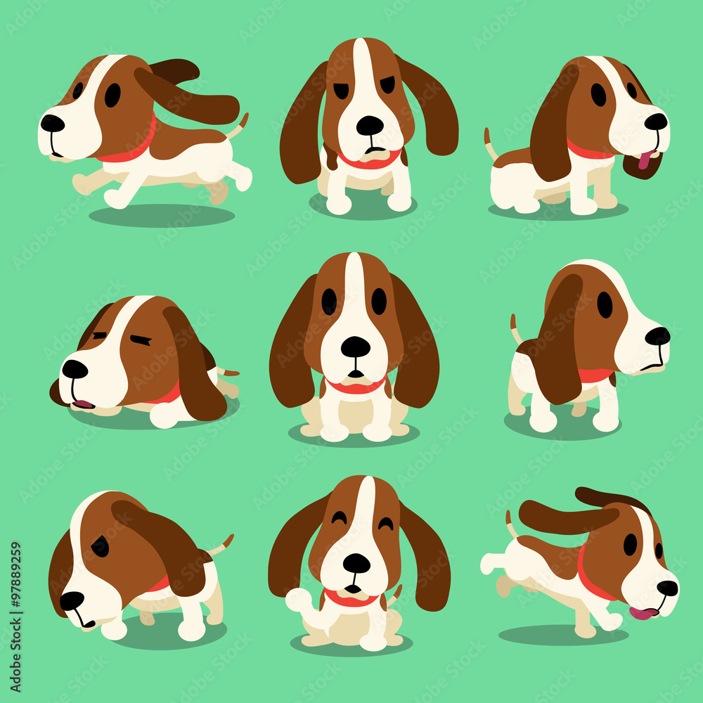 Cartoon character hound dog poses Cartoon character hound dog poses