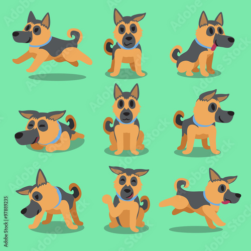 Cartoon character german shepherd dog poses