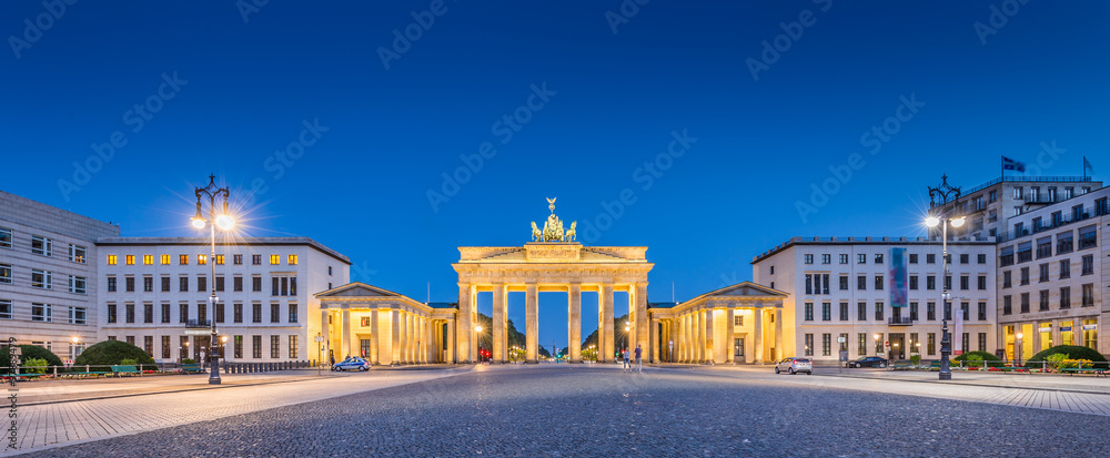 Berlin Pariser Platz with Brandenburg Gate at night, Germany
