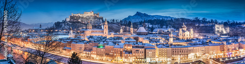 Salzburg winter panorama at christmas time, Austria