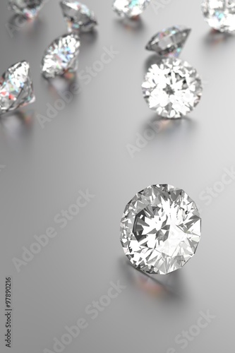 Luxury diamonds on white backgrounds