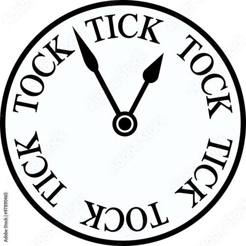Simple Tick Tock Clock vector in black and white