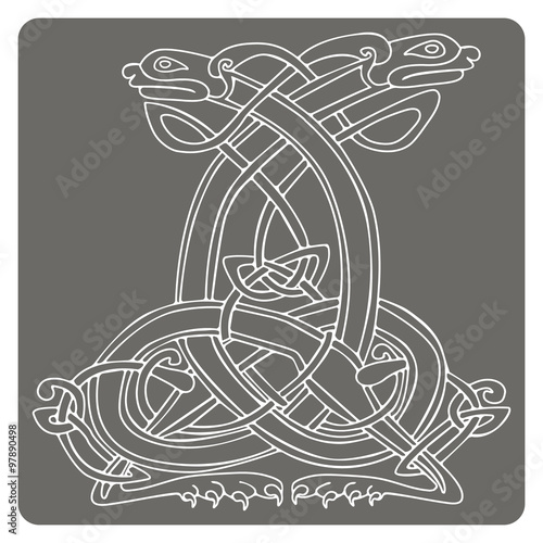 monochrome icon with Celtic art and ethnic ornaments for your design