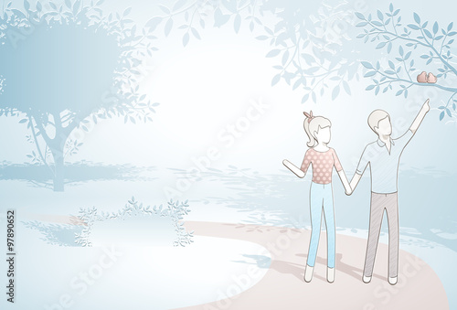 happy couple / loving couple relaxing in nature