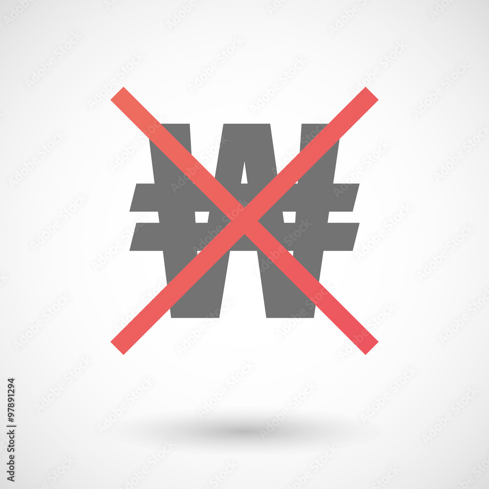 Obraz premium Not allowed icon with a won currency sign