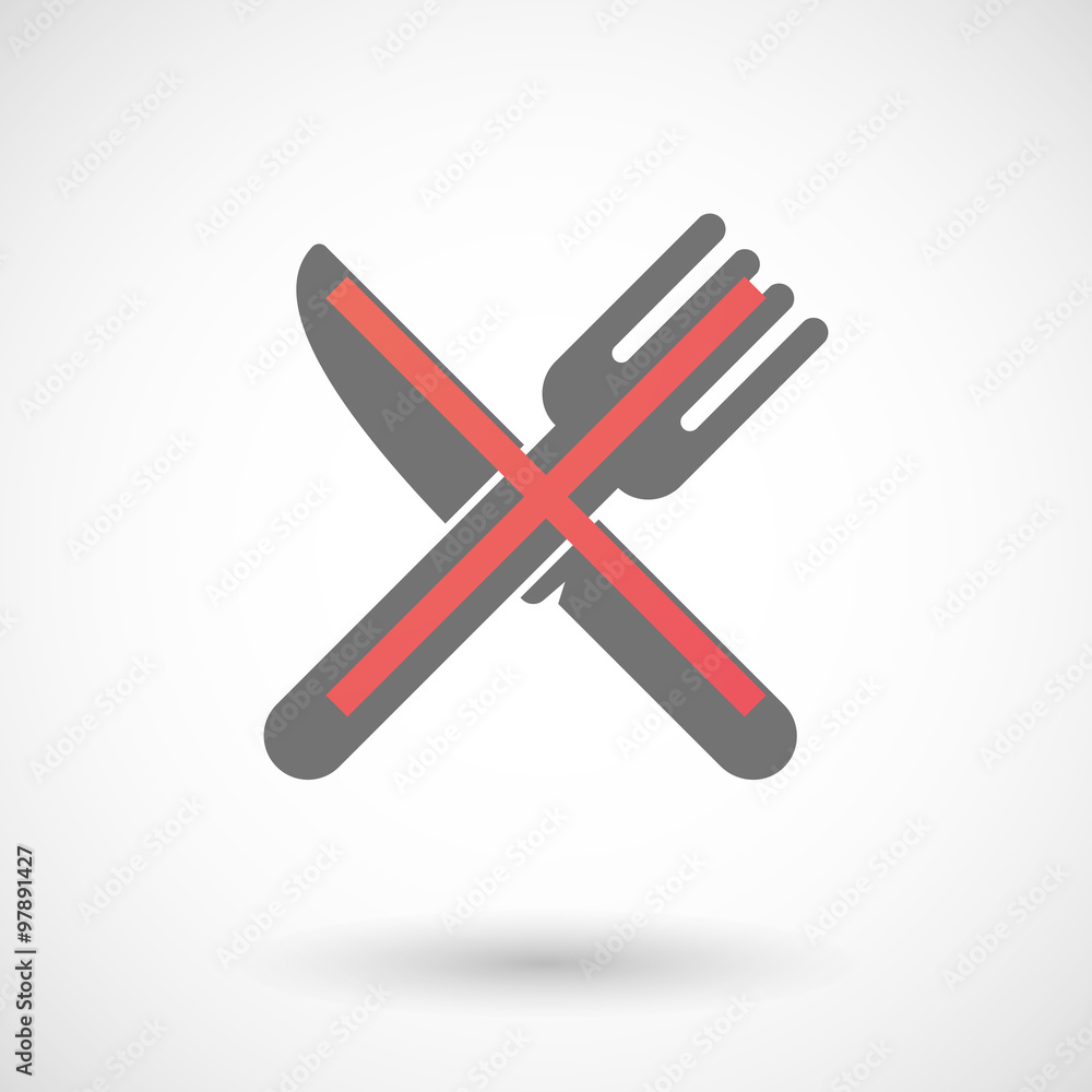 Not allowed icon with a knife and a fork Not allowed icon with a knife and a fork