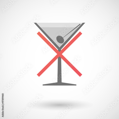 Not allowed icon with a cocktail glass