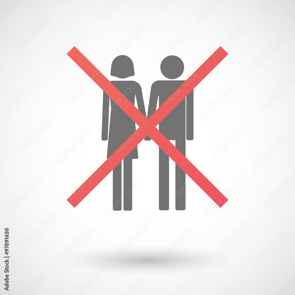 Not allowed icon with a heterosexual couple pictogram Not allowed icon with a heterosexual couple pictogram