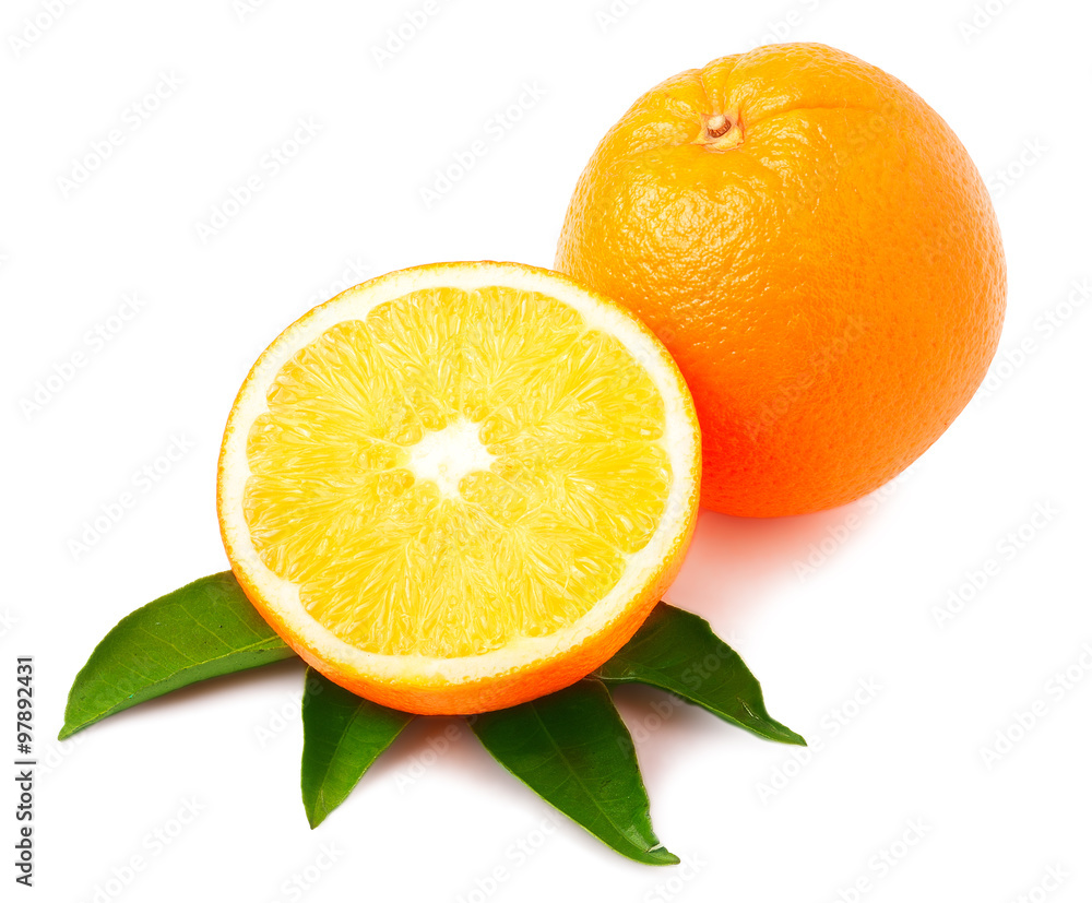 orange with half cut isolated on white background orange with half cut isolated on white background