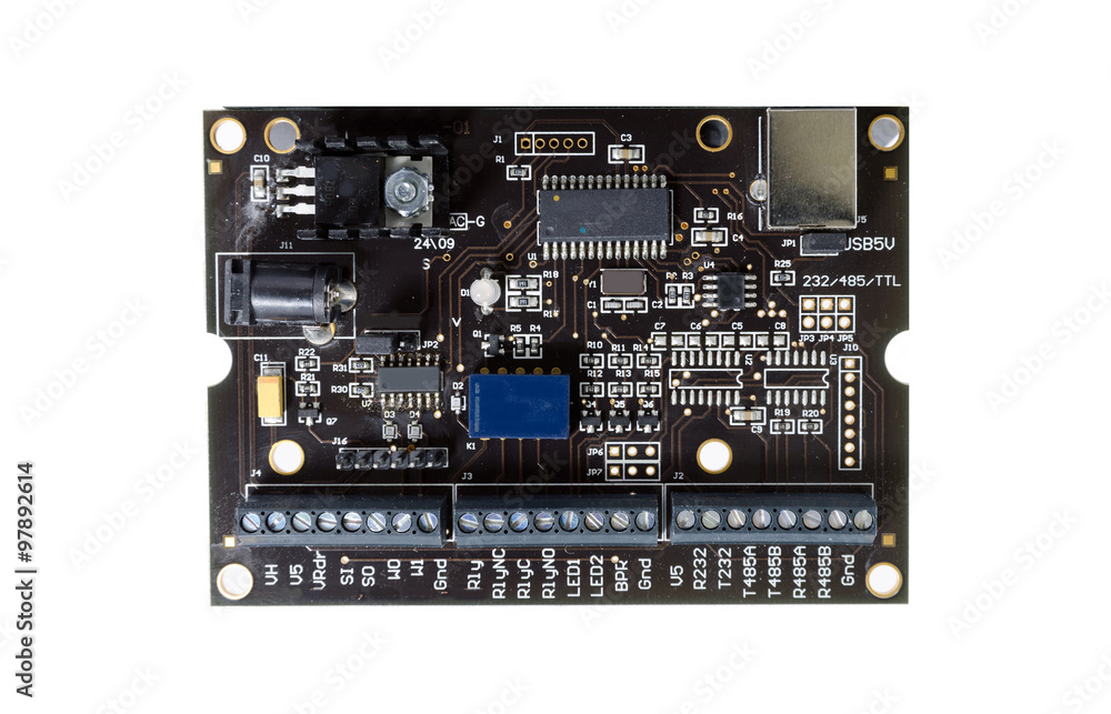 printed circuit board isolated on white. printed circuit board isolated on white.