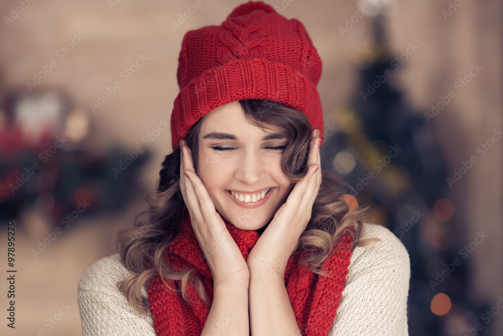 Lovely Happy Woman. Merry Christmas. Lovely Happy Woman. Merry Christmas.