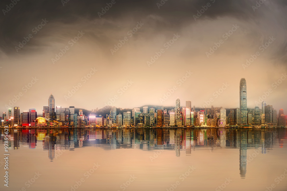 Fototapeta premium Panorama of Hong Kong and Financial district
