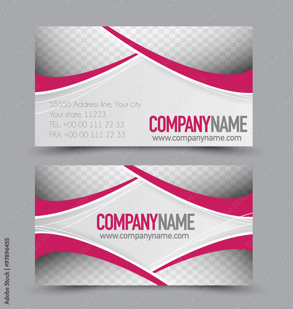 Business card design set template for company corporate style. Red color. Vector illustration.