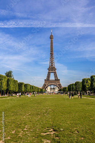 Eiffel Tower (La Tour Eiffel) on Champ de Mars in Paris, France. © dbrnjhrj
