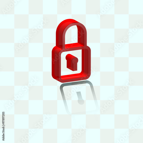 Стеклянная Иконка замка в объемном изображение красного цвета