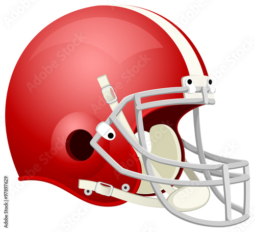 Vector illustration of a red American football helmet.