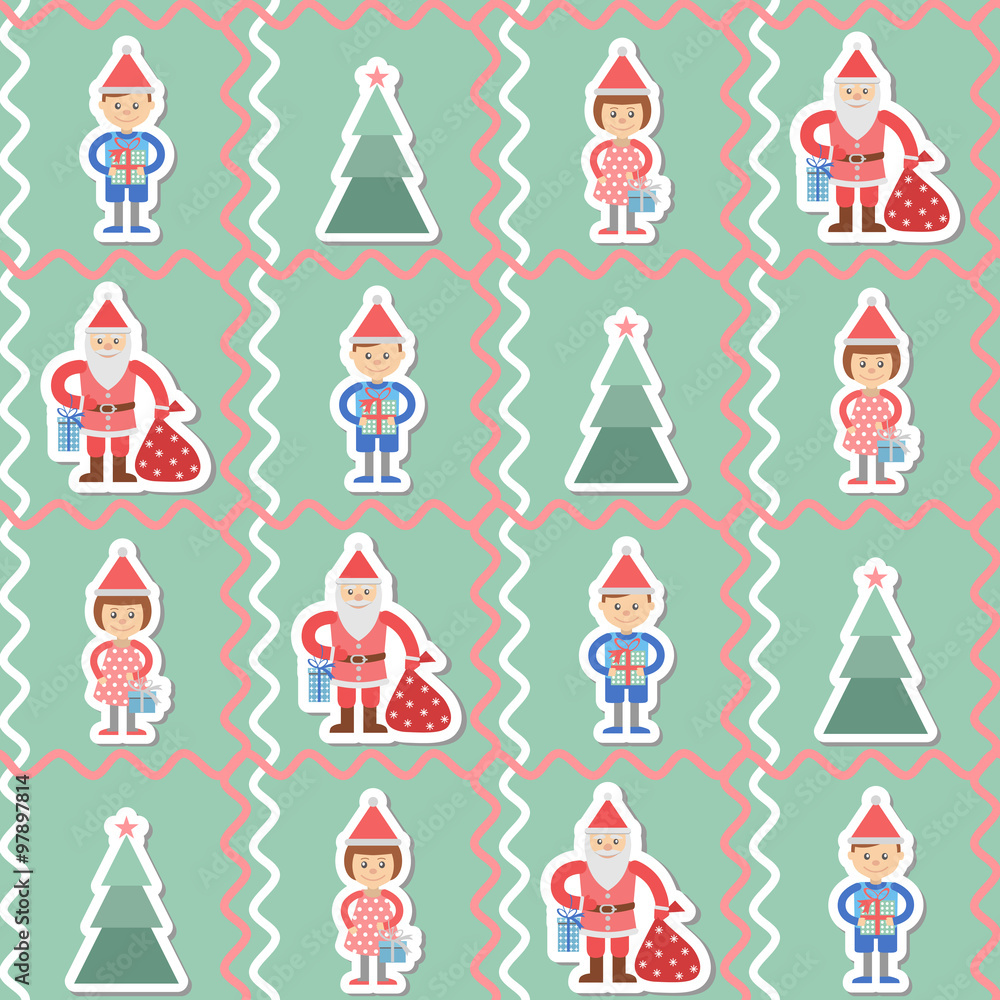 Vector christmas ongoing background with Santa