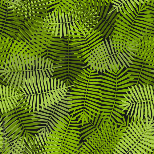 exotic green palm leaves seamless pattern