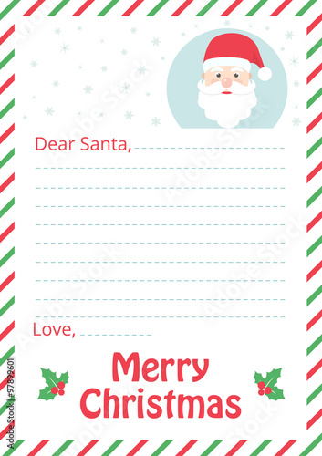 letter to santa with face santa clausa