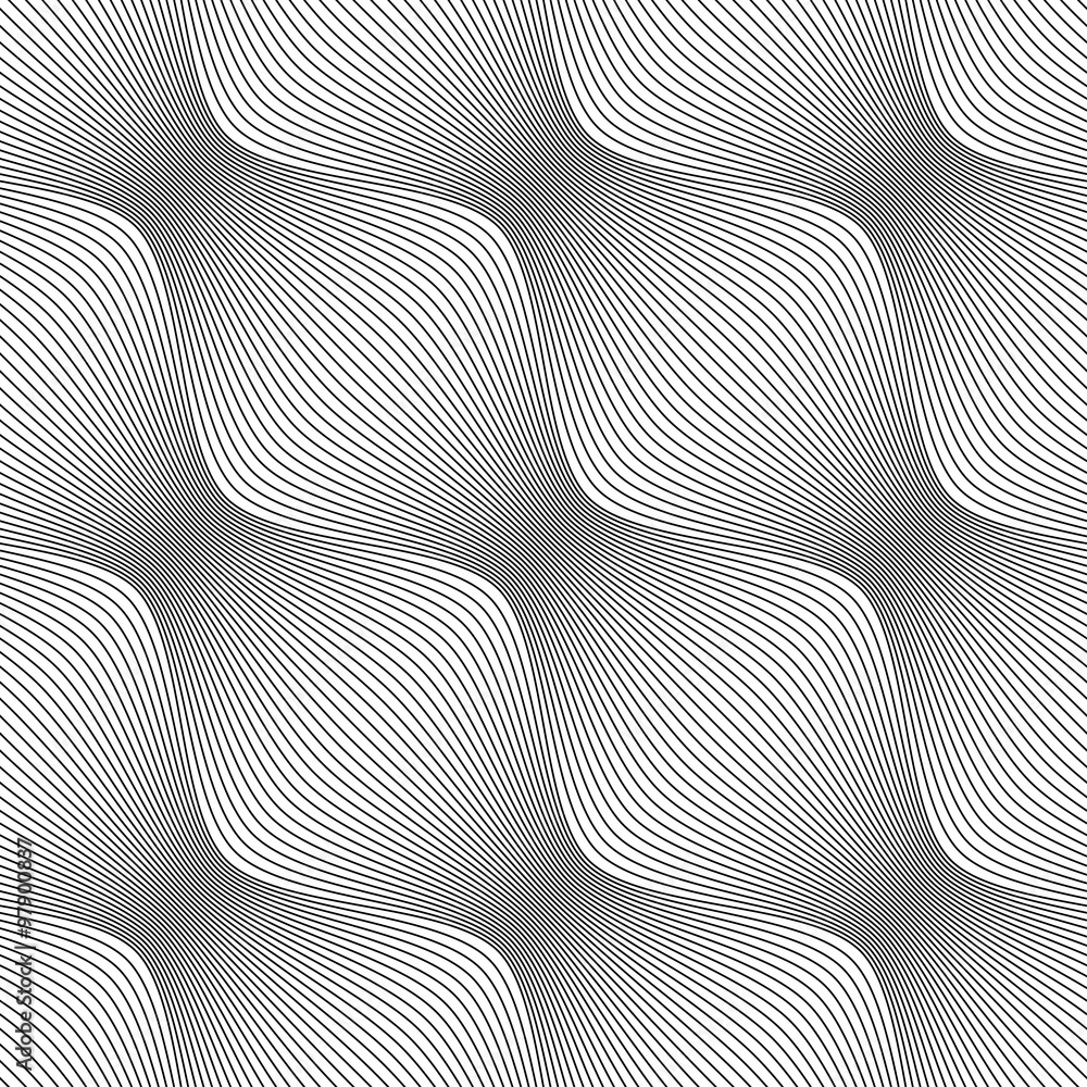 Vector seamless texture. Modern abstract background. Wavy lines arranged diagonally.