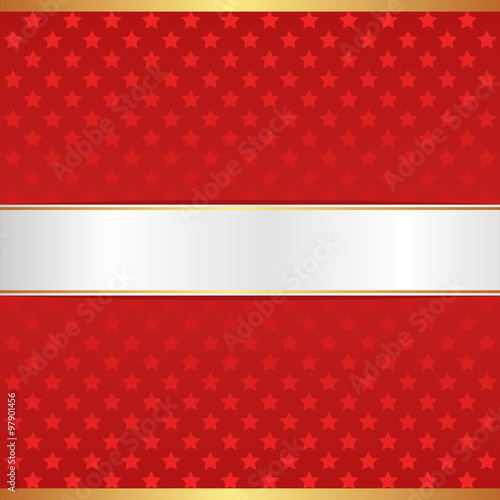 red background with stars and white tape