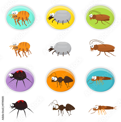 Cartoon pests - Cute Icon set of cartoon pests. Eps10
