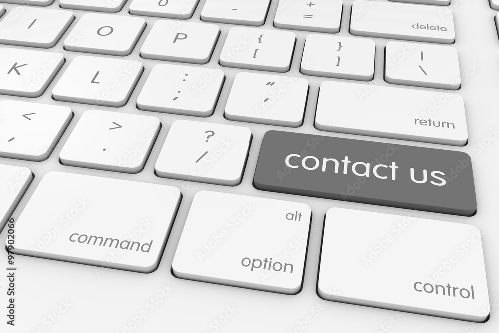Grey 'Contact Us' Computer Key on White Keyboard Grey 'Contact Us' Computer Key on White Keyboard