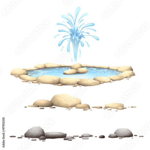 Rocks and stones.Nature elements , fountain .