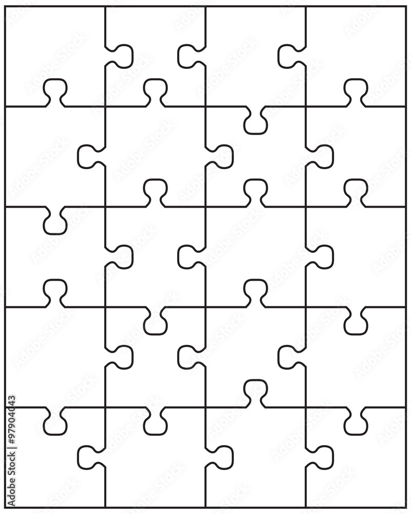 Illustration of middle white puzzle, separate pieces Illustration of middle white puzzle, separate pieces