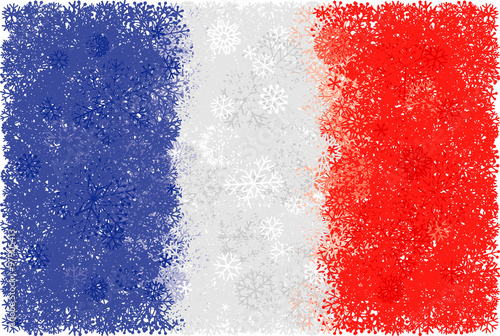 Flag of France whith snowflakes