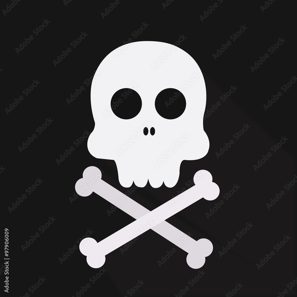 Illustration of a long shadow icon with a skull Illustration of a long shadow icon with a skull