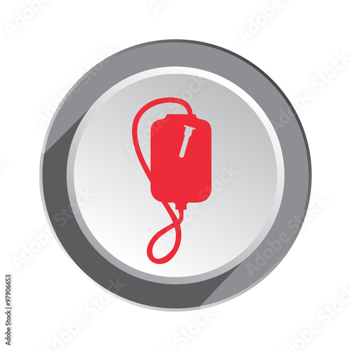 Enema icon. Clyster tool symbol. Round three-dimensional button with shadow. Vector