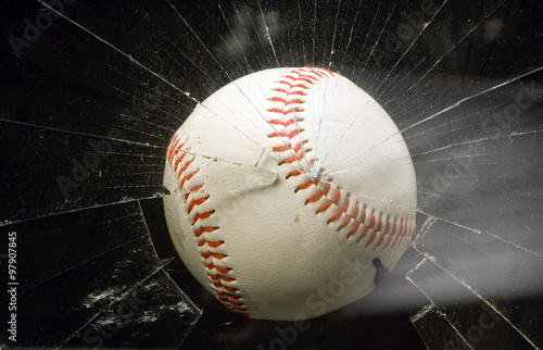 Photography Baseball through window.