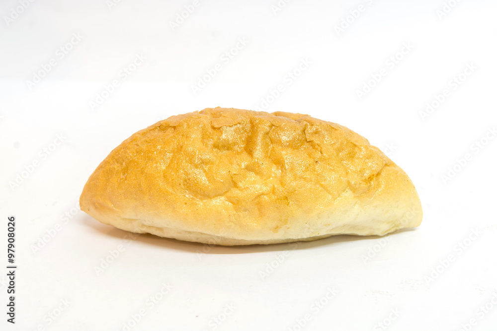 golden brown oval bread isolated on white background golden brown oval bread isolated on white background
