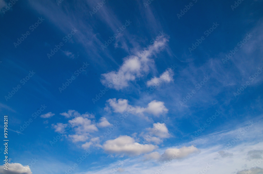 Blue sky background.