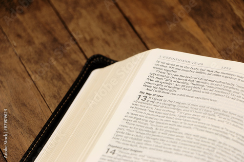 Bible on a Wooden Table