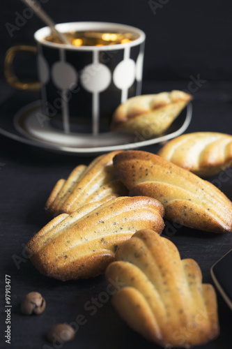 French cookies Madeleine with poppy seeds