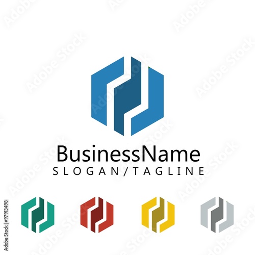 hexagonal logo icon Vector