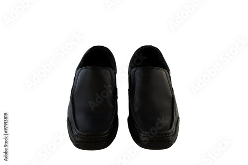 Black leather men's shoes white blackground