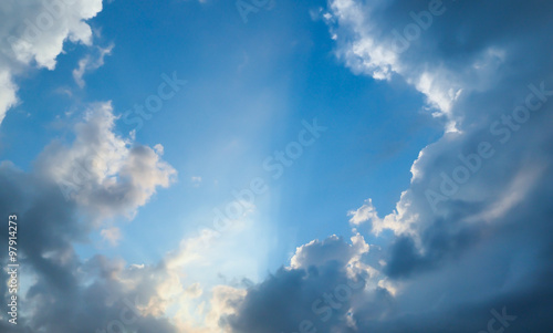 dramatic sky and sun in twilight with sunset