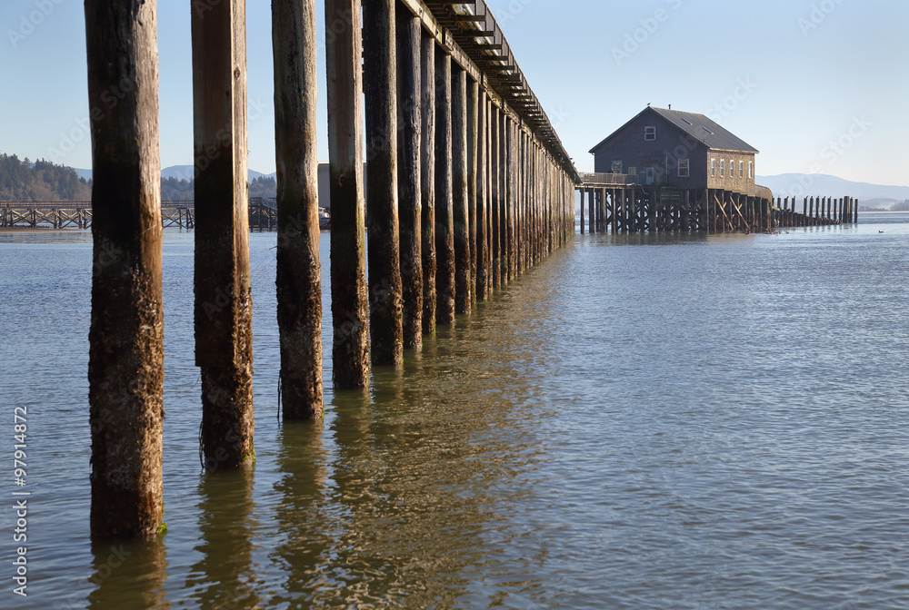 Pier's End, Garibaldi, Oregon. Piers End on Tillamook Bay in Garibaldi, Oregon. Pacific Northwest.
