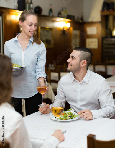 Waitress with beverages