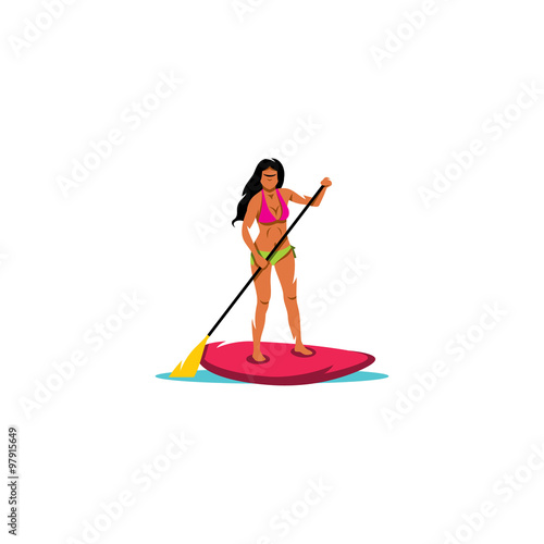 Paddleboarding. Vector Illustration.