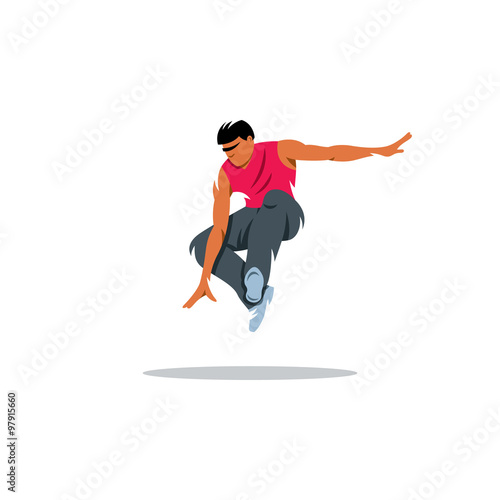 Parkour athlete jumping. Vector Illustration.