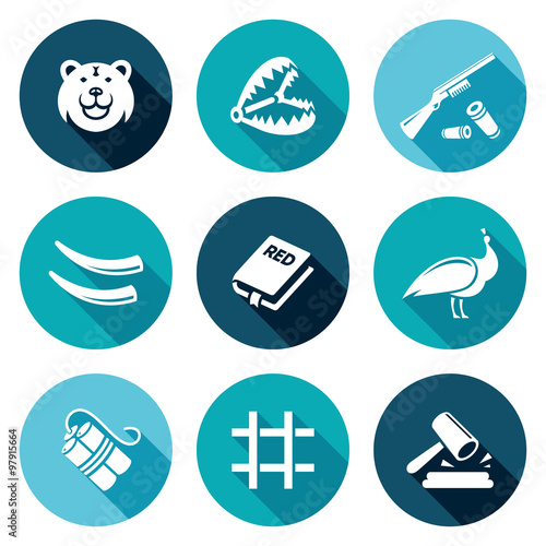 Poaching Icons Set. Vector Illustration.