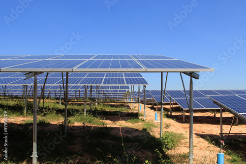 Solar PV Power Plant Under PV Panel View