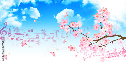 桜　春　音符　背景