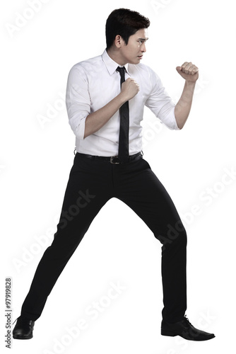Photography Man in white shirt doing fighting stance