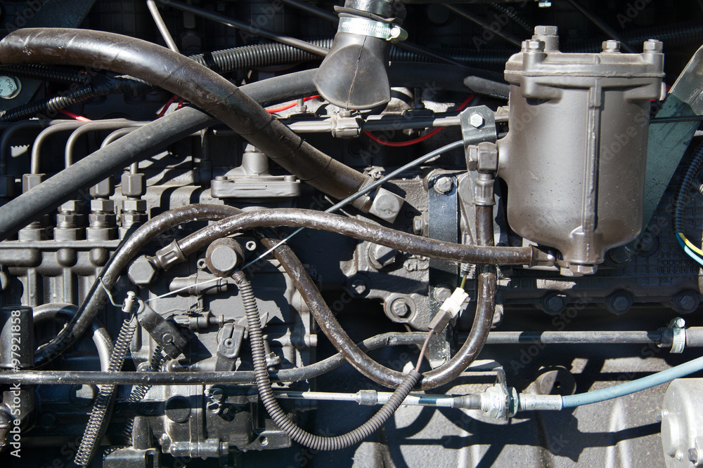 Motor tractor closeup