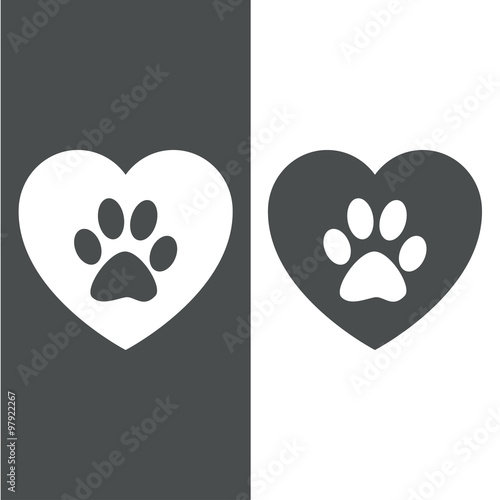 Icono plano corazon con huella #1